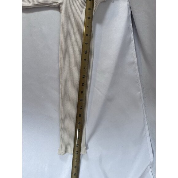 New Anthropologie Collared Off The Shoulder Ribbed Top Medium Ivory - Picture 9 of 9